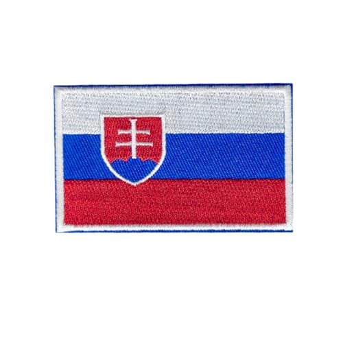 Ruoming Ruoming Aufnäher zum Aufbügeln, Nationalflagge, 8 x 5 cm, bestickt, selbstklebend, für Kleidung, Taschen (Slowakei), 1 Stück von Ruoming