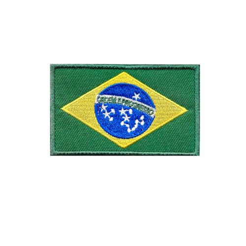 Ruoming Ruoming Aufnäher zum Aufbügeln, Nationalflagge 3, 8 x 5 cm, bestickt, selbstklebend, für Kleidung, Taschen (Brasilien), 1 Stück von Ruoming