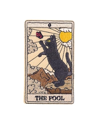 Ruoming Ruoming Dekorative Tarotkarten-Aufnäher zum Aufbügeln, bestickt, Sonne, Mond, mystisches Design, DIY-Aufnäher für Kleidung und Accessoires (Tarot19), 1 Stück von Ruoming