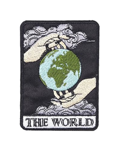 Ruoming Ruoming Dekorative Tarotkarten-Aufnäher zum Aufbügeln, bestickt, Sonne, Mond, mystisches Design, DIY-Aufnäher für Kleidung und Accessoires (Tarot23), 1 Stück von Ruoming