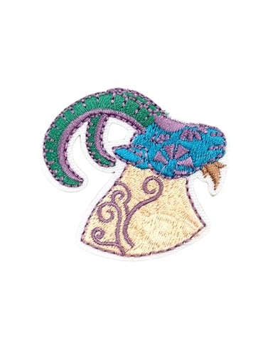 Ruoming Ruoming Sternzeichen, bestickt, zum Aufbügeln, 8 x 8 cm, Schwarz und Gold, Sternbild-Design (Widder), 1 Stück von Ruoming