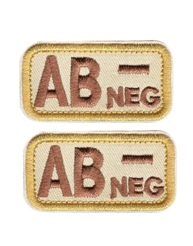 Ruoming Taktischer Aufnäher mit Blutgruppe, 5,1 x 2,5 cm, Klettverschluss, Militärausweis, Abzeichen für Jacken, Westen, Taschen, 2 Stück (beige AB) von Ruoming