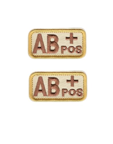 Ruoming Taktischer Aufnäher mit Blutgruppe, 5,1 x 2,5 cm, Klettverschluss, Militärausweis, Abzeichen für Jacken, Westen, Taschen, 2 Stück (beige AB+) von Ruoming