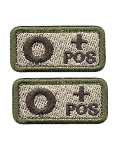Ruoming Taktischer Aufnäher mit Blutgruppe, 5,1 x 2,5 cm, Klettverschluss, Militärausweis, für Jacken, Westen, Taschen, 2 Stück (Khaki O +) von Ruoming