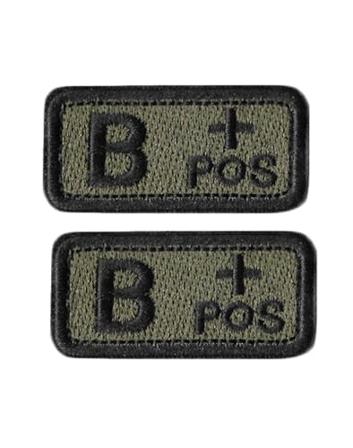 Ruoming Taktischer Aufnäher mit Blutgruppe, 5,1 x 2,5 cm, Klettverschluss, Militärausweis für Jacken, Westen, Taschen, 2 Stück, Grün B + Ruoming Taktischer Aufnäher mit Blutgruppe, 5,1 x 2,5 cm, Klettverschluss, Militärausweis für Jacken, Westen, Taschen, 2 Stück, Grün B + von Ruoming