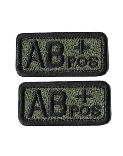 Ruoming Taktischer Aufnäher mit Blutgruppe, 5,1 x 2,5 cm, Klettverschluss, Militärausweis für Jacken, Westen, Taschen, 2 Stück (Grün AB+) von Ruoming