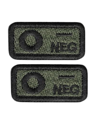 Ruoming Taktischer Aufnäher mit Blutgruppe, 5,1 x 2,5 cm, Klettverschluss, Militärausweis für Jacken, Westen, Taschen, 2 Stück (Grün O-) von Ruoming