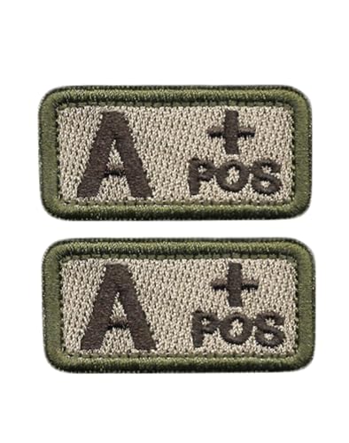 Ruoming Taktischer Aufnäher mit Blutgruppe, 5,1 x 2,5 cm, Klettverschluss, Militärausweis für Jacken, Westen, Taschen, Khaki A +, 2 Stück Ruoming Taktischer Aufnäher mit Blutgruppe, 5,1 x 2,5 cm, Klettverschluss, Militärausweis für Jacken, Westen, Taschen, Khaki A +, 2 Stück von Ruoming