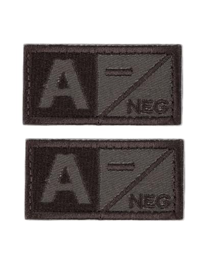 Ruoming Taktischer Aufnäher mit Blutgruppe, 5,1 x 2 cm, Klettverschluss, Militärausweis für Jacken, Westen, Taschen, 2 Stück (A-) von Ruoming