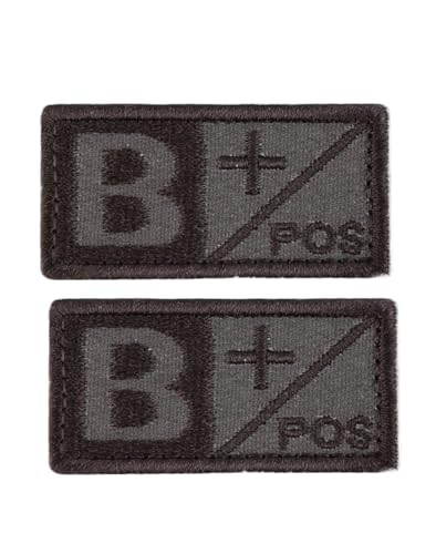 Ruoming Taktischer Aufnäher mit Blutgruppe, 5,1 x 2 cm, Klettverschluss, Militärausweis für Jacken, Westen, Taschen, 2 Stück (B+) von Ruoming