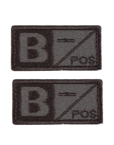 Ruoming Taktischer Aufnäher mit Blutgruppe, 5,1 x 2 cm, Klettverschluss, Militärausweis für Jacken, Westen, Taschen, 2 Stück (B-) von Ruoming