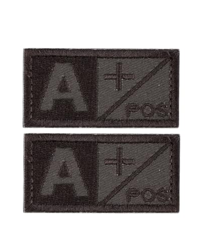 Ruoming Taktischer Aufnäher mit Blutgruppe, 5,1 x 2 cm, Klettverschluss, Militärausweis für Jacken, Westen, Taschen (A+), 2 Stück von Ruoming