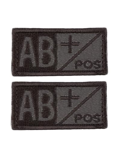 Ruoming Taktischer Aufnäher mit Blutgruppe, 5,1 x 2 cm, Klettverschluss, Militärausweis für Jacken, Westen, Taschen (AB+), 2 Stück von Ruoming