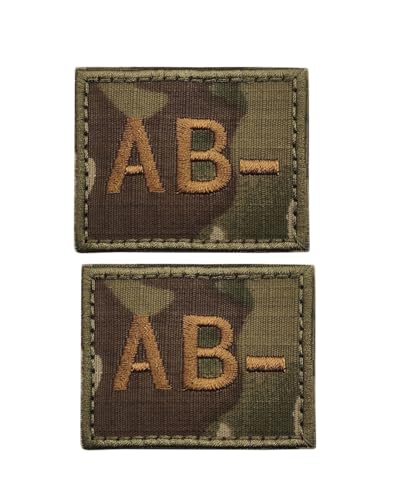 Ruoming Taktischer Aufnäher mit Blutgruppen-Camouflage, bestickt, 5,1 x 4,1 cm, Klettverschluss, Militärausweis, Abzeichen für Jacken, Westen, Taschen, 2 Stück (AB-) von Ruoming