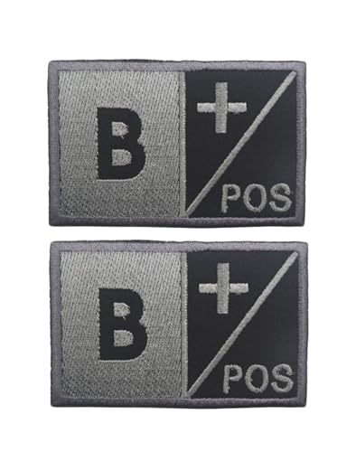 Ruoming Taktischer Aufnäher mit Bluttypen, Stickerei-Aufnäher, 8 x 5 cm, Klettverschluss, Militärausweis, Abzeichen für Jacken, Westen, Taschen, 2 Stück (B+) von Ruoming