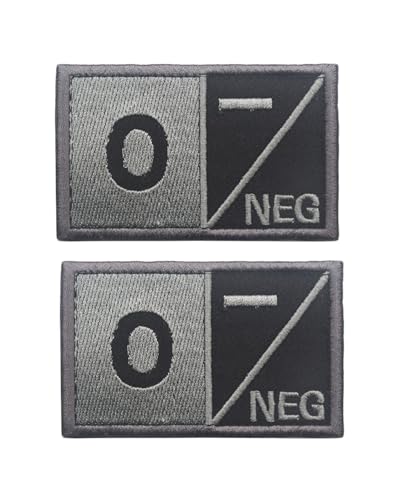 Ruoming Taktischer Aufnäher mit Bluttypen, Stickerei-Aufnäher, 8 x 5 cm, Klettverschluss, Militärausweis für Jacken, Westen, Taschen, 2 Stück (O-) von Ruoming