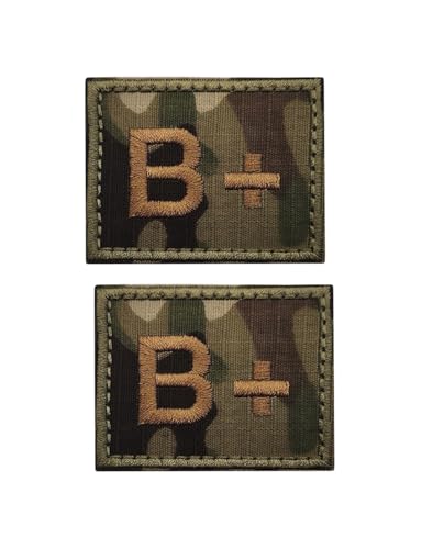 Ruoming Taktischer Aufnäher mit Bluttypen-Camouflage, Stickerei-Aufnäher, 5,1 x 4,1 cm, Klettverschluss, Militärausweis, Abzeichen für Jacken, Westen, Taschen (B+), 2 Stück von Ruoming