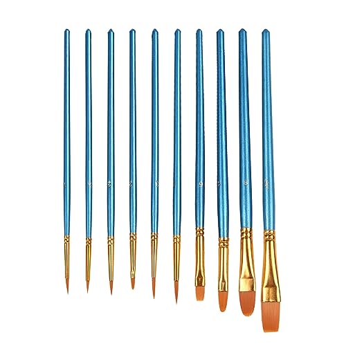 Nylonhaarbürsten - 10-teiliges multifunktionales Nylonhaar-Pinsel-Set,Professionelle Künstler-Sets für Acryl- und Felsmalerei, tragbares Pinselset für Ölmalerei Rurunklee von Rurunklee