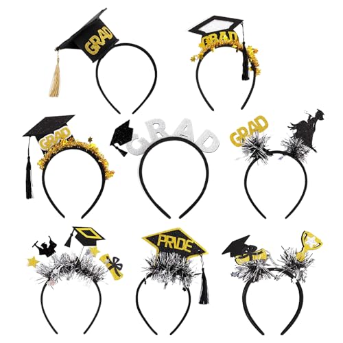 Stirnband zum Schulabschluss, Filz-Zubehör, Fotozubehör, Stirnband, 8 Stück, für Kindergarten, Universität, Zeremonie, Schule, Bühnenaufführung, Party-Dekoration Stirnband zum Schulabschluss, Filz-Zubehör, Fotozubehör, Stirnband, 8 Stück, für Kindergarten, Universität, Zeremonie, Schule, Bühnenaufführung, Party-Dekoration von Rurunklee
