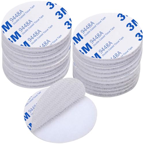 Rusoz Klettband Selbstklebend Weiß, 20 Stück Klettpunkte Mit 5cm Durchmesser, Klettverschluss Befestigung Ohne Bohren, Ideal für Zuhause, Büro, Auto, Schule von Rusoz