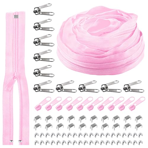 Rustark 1 Rolle 9,14 m / 10 Yard #5 Rosa Reißverschluss Set Nylon Zippers Reissverschluss Teilbar mit Reißverschluss Schieber, Endkappen und Deckstopps Nylon Zipper für Nähen DIY Basteln Tasche Rustark 1 Rolle 9,14 m / 10 Yard #5 Rosa Reißverschluss Set Nylon Zippers Reissverschluss Teilbar mit Reißverschluss Schieber, Endkappen und Deckstopps Nylon Zipper für Nähen DIY Basteln Tasche von Rustark