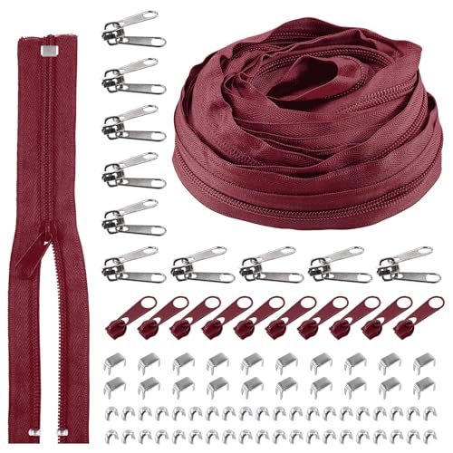 Rustark 1 Rolle 9,14 m / 10 Yard #5 Weinrot Reißverschluss Set Nylon Zippers Reissverschluss Teilbar mit Reißverschluss Schieber, Endkappen und Deckstopps Nylon Zipper für Nähen DIY Basteln Tasche Rustark 1 Rolle 9,14 m / 10 Yard #5 Weinrot Reißverschluss Set Nylon Zippers Reissverschluss Teilbar mit Reißverschluss Schieber, Endkappen und Deckstopps Nylon Zipper für Nähen DIY Basteln Tasche von Rustark