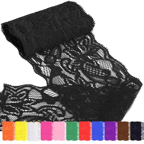 Rustark 1 Stück 5 Yard x 8cm Breite Schwarz Spitzenband Spitzenbordüre Spitzenstoff Spitze Stoff Stretch Elastic Spitzenborte Vintage Spitze Band für Nähen DIY Handwerk Dekor Rustark 1 Stück 5 Yard x 8cm Breite Schwarz Spitzenband Spitzenbordüre Spitzenstoff Spitze Stoff Stretch Elastic Spitzenborte Vintage Spitze Band für Nähen DIY Handwerk Dekor von Rustark