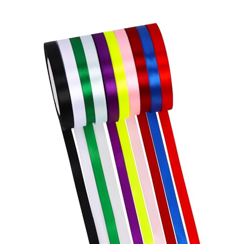 Rustark 10 Rollen 10mm x 22,5m Polyester Satinband Sortiment Set, 10 Farben Stoffband Satinband, Schleifenband Geschenkband Satin Ribbon Assortment für Geschenkverpackungen, Dekorhandwerk Rustark 10 Rollen 10mm x 22,5m Polyester Satinband Sortiment Set, 10 Farben Stoffband Satinband, Schleifenband Geschenkband Satin Ribbon Assortment für Geschenkverpackungen, Dekorhandwerk von Rustark