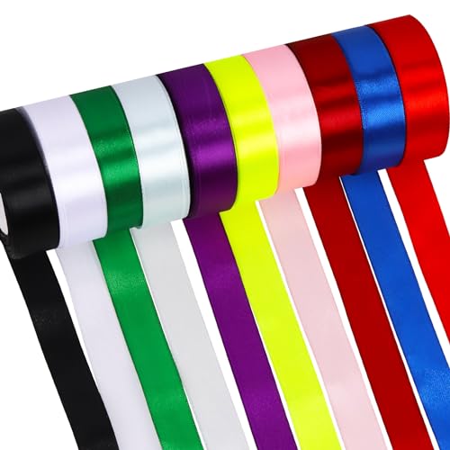 Rustark 10 Rollen 5cm x 22,5m Polyester Satinband Sortiment Set, 10 Farben Stoffband Satinband, Schleifenband Geschenkband Satin Ribbon Assortment für Geschenkverpackungen, Dekorhandwerk Rustark 10 Rollen 5cm x 22,5m Polyester Satinband Sortiment Set, 10 Farben Stoffband Satinband, Schleifenband Geschenkband Satin Ribbon Assortment für Geschenkverpackungen, Dekorhandwerk von Rustark