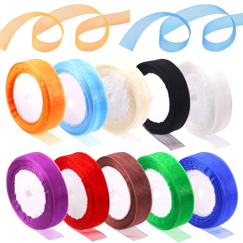 Rustark 10 Stück 10 Farben 2cm x 23m Organzaband Sortiment Satz Transparentes Geschenkband Organza Bänder Transparentes Chiffonband Tüllband Sheer Organza Ribbon für Geschenkverpackungen Dekoration Rustark 10 Stück 10 Farben 2cm x 23m Organzaband Sortiment Satz Transparentes Geschenkband Organza Bänder Transparentes Chiffonband Tüllband Sheer Organza Ribbon für Geschenkverpackungen Dekoration von Rustark
