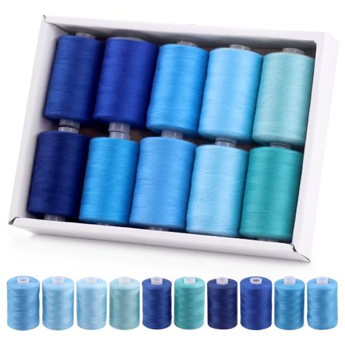 Rustark 10 Stück 1000m Blaue Farben Polyester Nähfäden Set Polyester Stickgarn Maschine Faden Hand Nähfaden Sortiment für Nähen, Sticken, Handnähen Rustark 10 Stück 1000m Blaue Farben Polyester Nähfäden Set Polyester Stickgarn Maschine Faden Hand Nähfaden Sortiment für Nähen, Sticken, Handnähen von Rustark