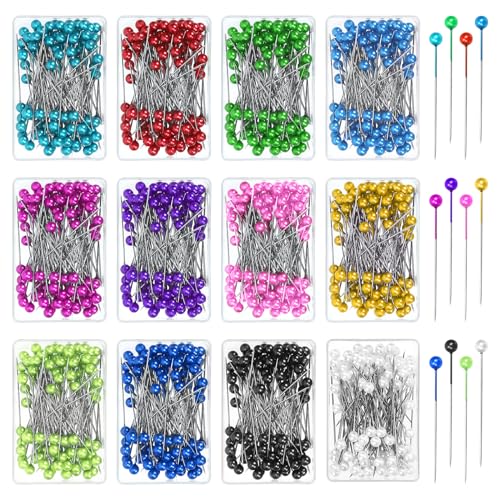 Rustark 1200 Stück 4cm Bunte Stecknadeln mit Kopf Stecknadeln Nähstifte Sortiment Kit Lange Runde Mehrfarbig Stecknadeln Nähen Perle Ball Kopf Gerade Positionierung Pins für DIY Handwerk Stoff Nähen Rustark 1200 Stück 4cm Bunte Stecknadeln mit Kopf Stecknadeln Nähstifte Sortiment Kit Lange Runde Mehrfarbig Stecknadeln Nähen Perle Ball Kopf Gerade Positionierung Pins für DIY Handwerk Stoff Nähen von Rustark