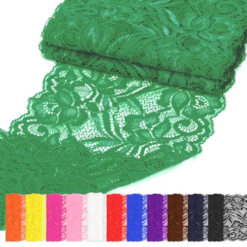 Rustark 15cm Spitzenstoff Elastisch für Stirnbänder Strumpfbänder Hochzeitssträuße (15cm Green) von Rustark