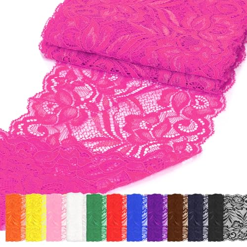 Rustark 15cm Spitzenstoff Elastisch für Stirnbänder Strumpfbänder Hochzeitssträuße (15cm Rose Red) von Rustark
