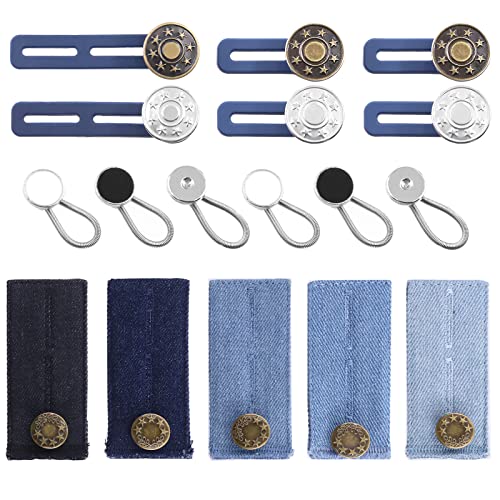 Rustark 17 Stück Denim Knopfverlängerung für Jeans Einstellbare Hosenerweiterung Knopf Set, Ohne Nähen Elastische Metall Kragen Knopfverlängerung Silikon Knopf für Hosen Jeans Hemdenkleider Rustark 17 Stück Denim Knopfverlängerung für Jeans Einstellbare Hosenerweiterung Knopf Set, Ohne Nähen Elastische Metall Kragen Knopfverlängerung Silikon Knopf für Hosen Jeans Hemdenkleider von Rustark