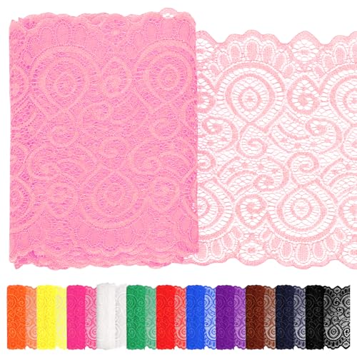 Rustark 18cm Spitzenstoff Elastisch für Stirnbänder Strumpfbänder Hochzeitssträuße (18cm Pink) von Rustark