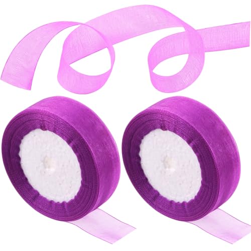 Rustark 2 Rolle 2,5cm x 23m Lila Organzaband Transparentes Geschenkband Organza Bänder Transparentes Chiffonband Tüllband Sheer Organza Ribbon für Geschenkverpackungen Weihnachten Dekoration Rustark 2 Rolle 2,5cm x 23m Lila Organzaband Transparentes Geschenkband Organza Bänder Transparentes Chiffonband Tüllband Sheer Organza Ribbon für Geschenkverpackungen Weihnachten Dekoration von Rustark