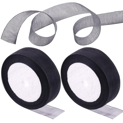 Rustark 2 Rolle 2,5cm x 23m Schwarz Organzaband Transparentes Geschenkband Organza Bänder Transparentes Chiffonband Tüllband Sheer Organza Ribbon für Geschenkverpackungen Geburtstag Dekoration Rustark 2 Rolle 2,5cm x 23m Schwarz Organzaband Transparentes Geschenkband Organza Bänder Transparentes Chiffonband Tüllband Sheer Organza Ribbon für Geschenkverpackungen Geburtstag Dekoration von Rustark