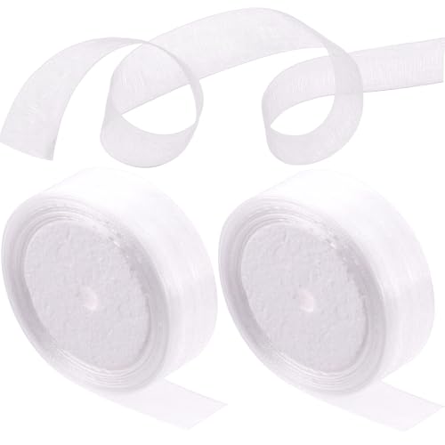 Rustark 2 Rolle 2,5cm x 23m Weiß Organzaband Transparentes Geschenkband Organza Bänder Transparentes Chiffonband Tüllband Sheer Organza Ribbon für Geschenkverpackungen Weihnachten Dekoration von Rustark