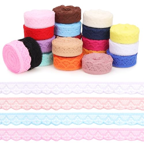 Rustark 20 Stück 1,5CM Buntes Spitzenband Schleifenband Spitzenborte Vintage Lace Ribbon Trim Spitzenstoff Schleifenband Spitze für Handwerk DIY Nähen Hochzeit Dekoration Geschenkbox Rustark 20 Stück 1,5CM Buntes Spitzenband Schleifenband Spitzenborte Vintage Lace Ribbon Trim Spitzenstoff Schleifenband Spitze für Handwerk DIY Nähen Hochzeit Dekoration Geschenkbox von Rustark