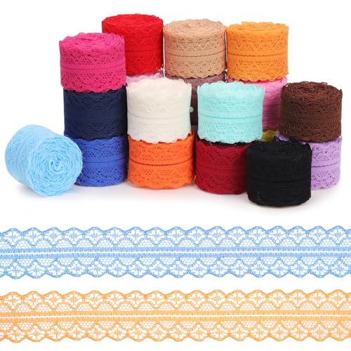 Rustark 20 Stück 3CM Buntes Spitzenband Schleifenband Spitzenborte Vintage Lace Ribbon Trim Spitzenstoff Schleifenband Spitze für Handwerk DIY Nähen Hochzeit Dekoration Geschenkbox von Rustark