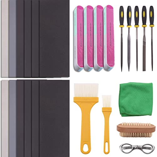 Rustark 26 Stück Epoxidharz Polierset Harz Guss Werkzeuge Enthält Sand Papers Metal Resin Files Polishing Blocks Scissors Brush Polishing Cloth für Epoxidharz Schmuckherstellung Rustark 26 Stück Epoxidharz Polierset Harz Guss Werkzeuge Enthält Sand Papers Metal Resin Files Polishing Blocks Scissors Brush Polishing Cloth für Epoxidharz Schmuckherstellung von Rustark