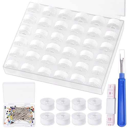 Rustark 36 Stück Weiße Vorgewickelten Spulen Unterfaden Kit Bobbin Thread 60WT Größe A Vorgewickelte Spulen mit Fall, Nähstifte, Maßband und Nähnaht Ripper für Handnähmaschine Verwenden Rustark 36 Stück Weiße Vorgewickelten Spulen Unterfaden Kit Bobbin Thread 60WT Größe A Vorgewickelte Spulen mit Fall, Nähstifte, Maßband und Nähnaht Ripper für Handnähmaschine Verwenden von Rustark