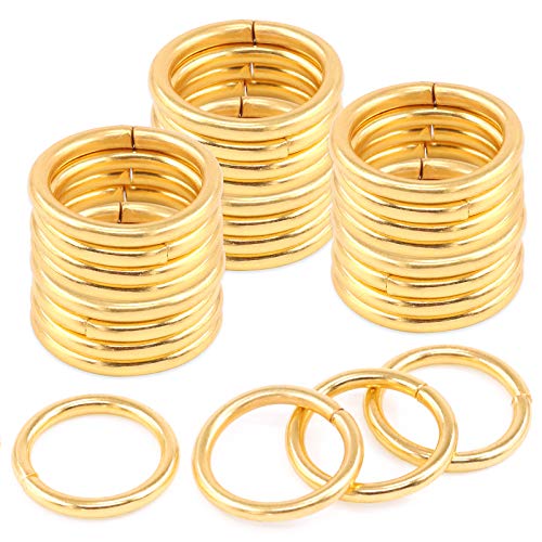 Rustark 60 Stück 63,3 cm Gold Mehrzweck-Metall-O-Ring, Plissee-Gurtband-Klammern, robuste Geldbörse, runder Ring für Camping, Hund, Leas, Gepäck, Gürtel, Bastelzubehör (20 mm) von Rustark