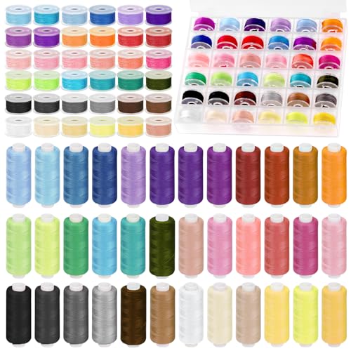 Rustark 72 Stück 36 Farben Nähgarn Set Nähmaschinengarn und Vorgewickelte Spulen mit Fall Vorgewickelten Spulen Unterfaden Bobbins Sewing Threads für Hand Nähmaschine Gebrauch von Rustark