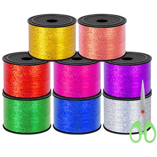 Rustark 8 Rollen 5mm Glänzend Geschenkband Polyband Set mit Schere Bunt Ringelband Deko Band Schleifenband Ballonband Rollen Curling Ribbon für Geschenkverpackungen Party Dekorationen Rustark 8 Rollen 5mm Glänzend Geschenkband Polyband Set mit Schere Bunt Ringelband Deko Band Schleifenband Ballonband Rollen Curling Ribbon für Geschenkverpackungen Party Dekorationen von Rustark