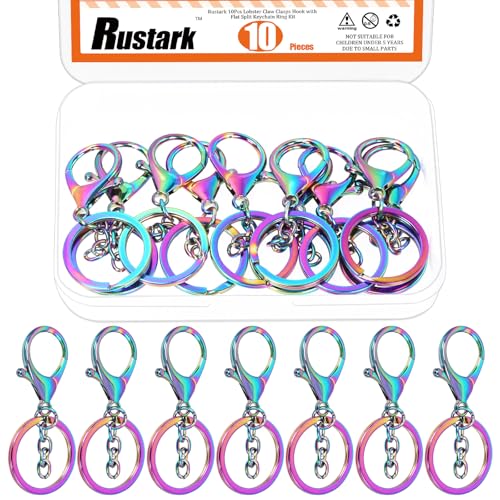 Rustark drehbarer Schlüsselanhänger-Haken mit Schlüsselring Bunte Hummer Haken Schlüsselanhänger mit Karabiner (Regenbogen) von Rustark