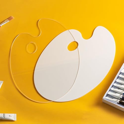 2 Stück Mischpalette Palette mit Löchern,Ovale Kunstpalette Artpalette Antihaft Öl Farbmischpalette für DIY Kunst Malerei,Acryl-Paletten 20 x 30 cm Malerei Zubehör（Transparent ＆Reinweiß） von Rusudiy