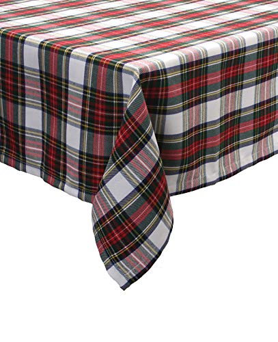 Ruth&Boaz Traditional Scottish Tartan Plaid Square Tablecloth for Famly Dinners & Christmas Parties (White, 140cmX259cm) von Ruth&Boaz