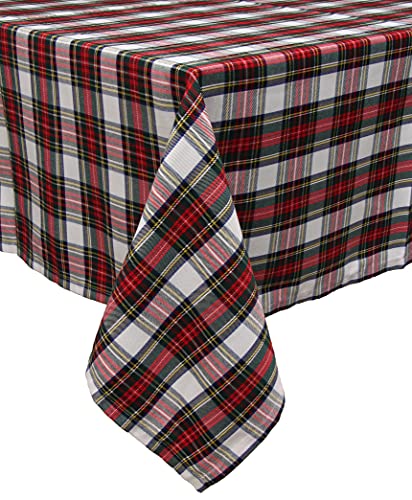 Ruth&Boaz Traditional Scottish Tartan Plaid Square Tablecloth for Famly Dinners & Christmas Parties (White, 140cmX213cm) von Ruth&Boaz
